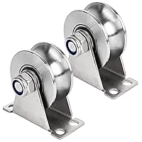 Vista 7 de Rueda de polea con ranura para cuerda montada en la pared, 1 paquete de acero inoxidable, sistema de ruedas de cable súper silencioso, bloques tipo