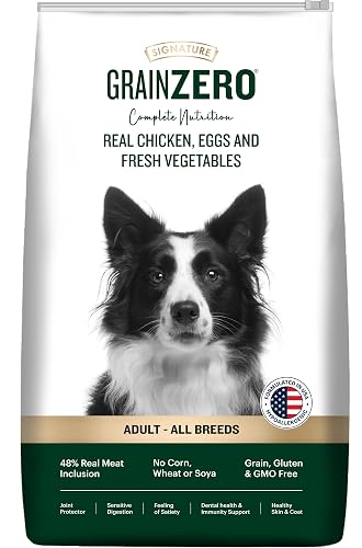 Grain Zero Adult Dry Dog Food 3kg | Real Chicken, Egg & Vegetables | 48% Meat Inclusion, No Grain Formula, Gluten-Free | Promotes Healthy Skin & Coat | All Breeds