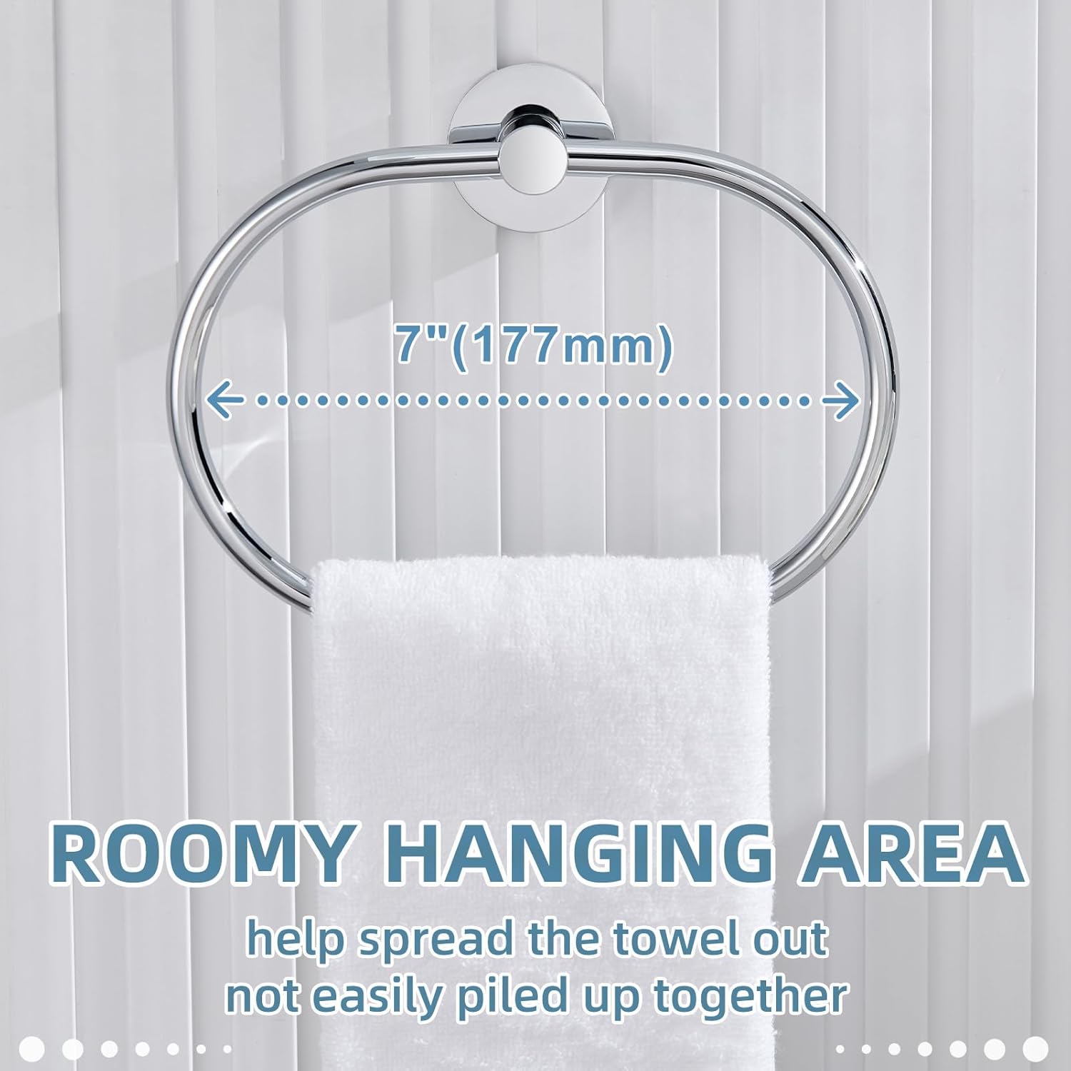 APLusee Chrome Towel Ring, Polished Chrome Towel Hook 2 Pack Bundle, Wall Mounted