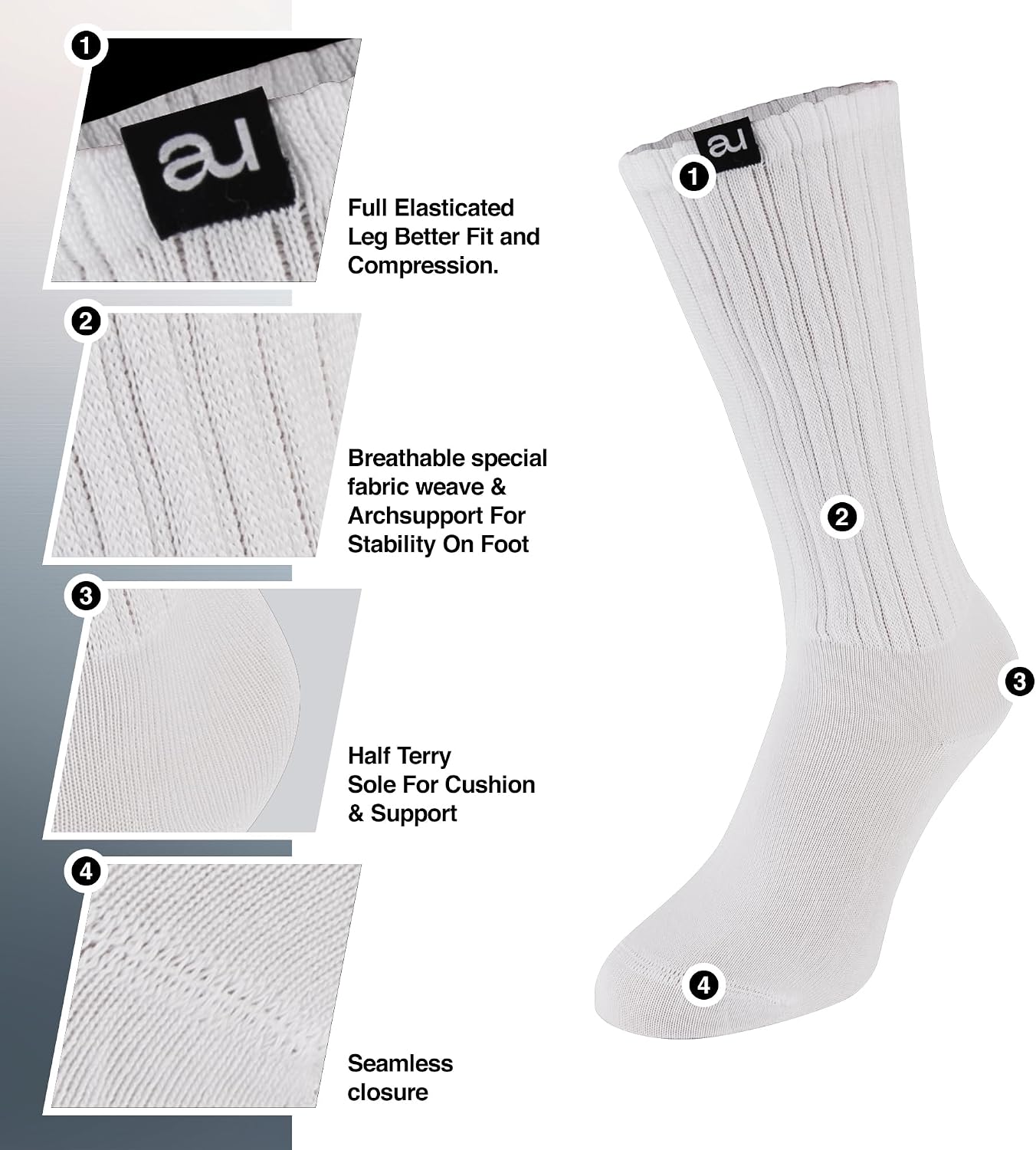 Scrunch Slouch Crew Sock, Cotton Blend, Ultra Soft Seamless Toe, Women's/Men's, Made in Turkey