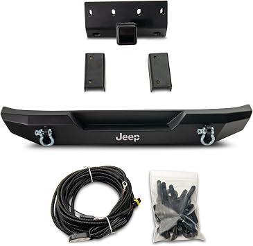 RED ROCK Jeep Licensed HD Rear Bumper with LED Logo Backlight for 07-18 Jeep Wrangler JK