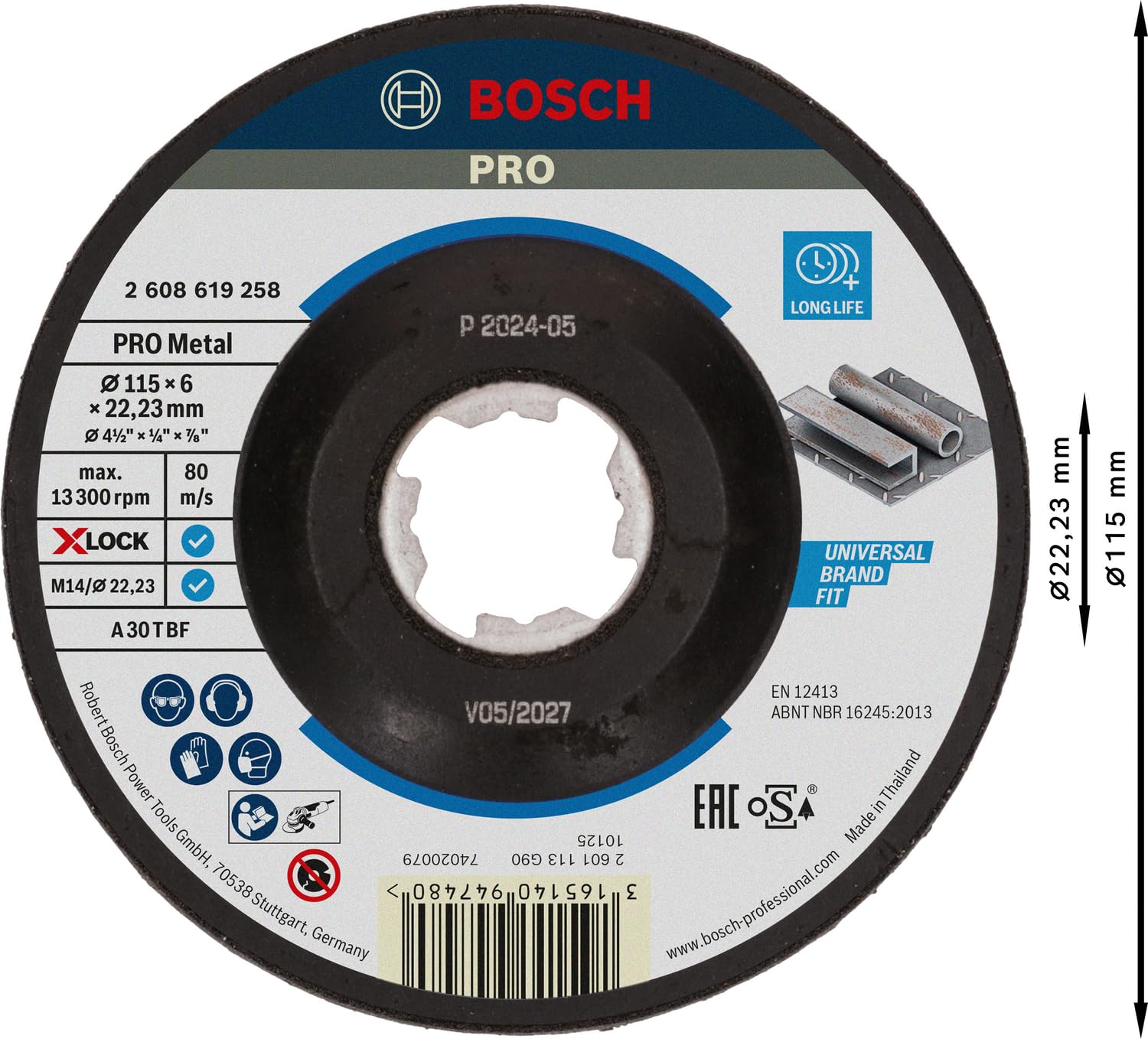 X-LOCK - 115 * 6, 0 mm Expert Serisi Bombeli Metal Taşlama Diski (Taş)
