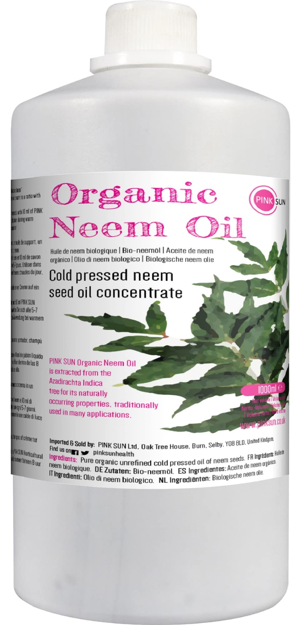 Buy Pure Neem Oil 1 Litre (or Select 250ml) Cold Pressed Unrefined