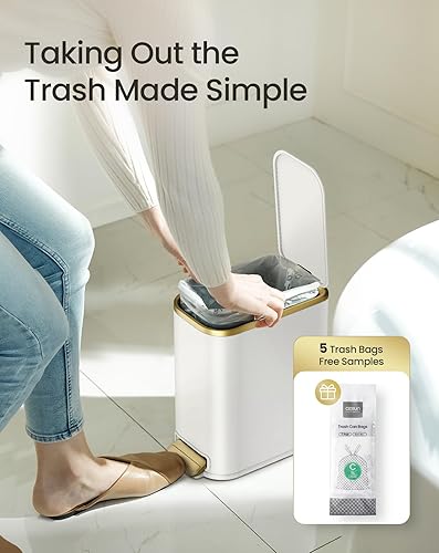 Miniatura 6 de Cesun Cubo de basura pequeño para baño con tapa de cierre suave, cubo de basura de acero inoxidable de 5 litros1.3 galones con cubo interior