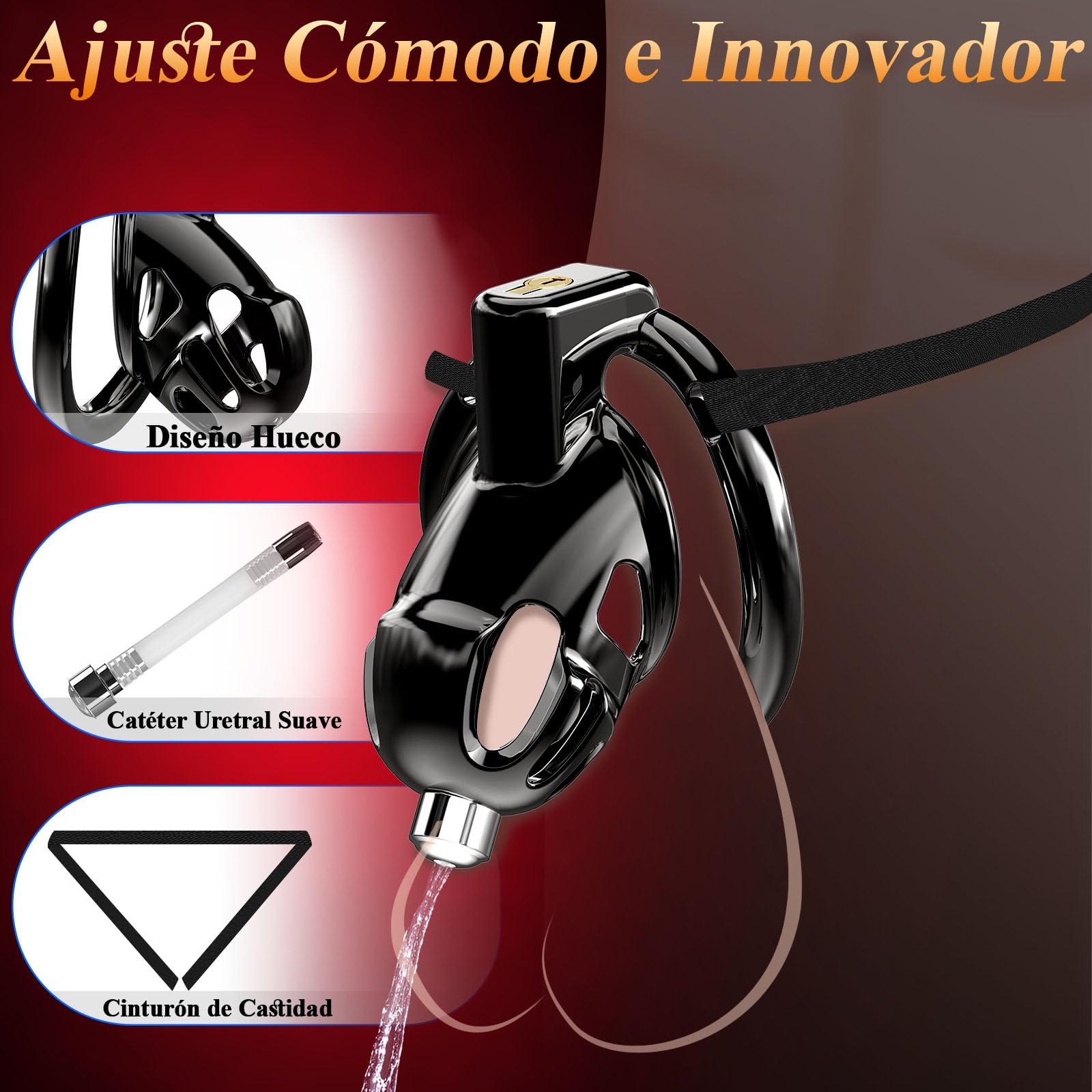 Jaulas de Pene Juguetes Eróticos para Pareja Sexuales, Dispositivo de Castidad de 3 Tamaños y Cerradura Invisible para Ejercicios de Pene, Artículos de Bondage y Aaccesorios en Pareja y Hombre