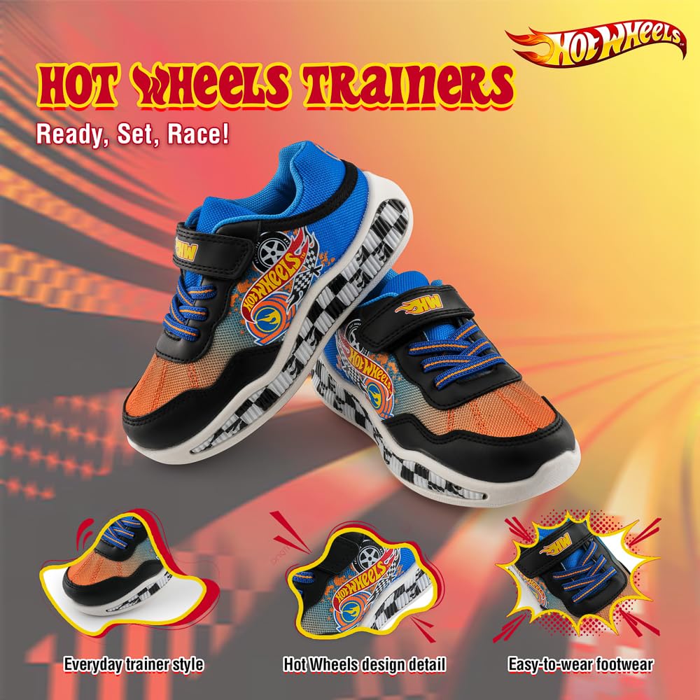 Hot Wheels Zapatillas deportivas para niños con correa fácil