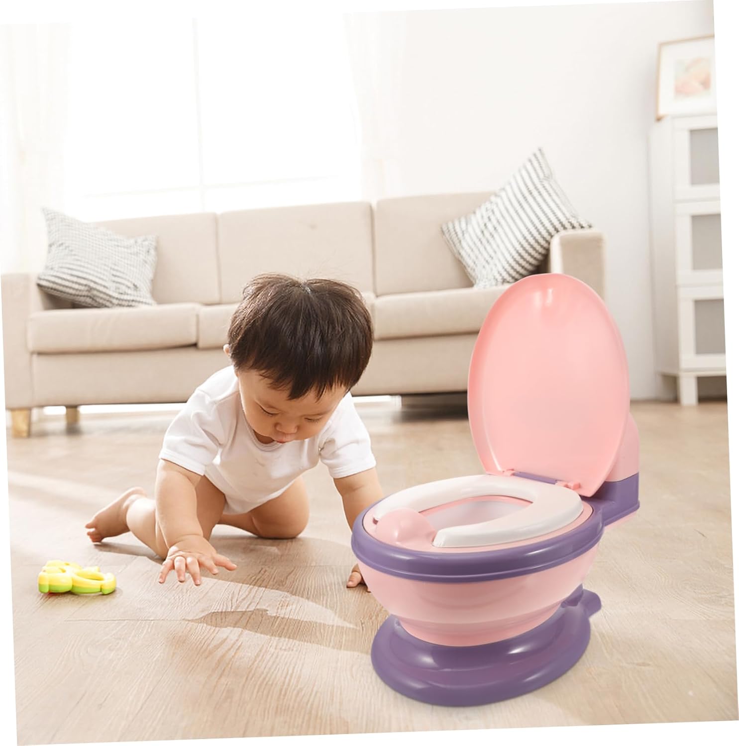 LALAFINA Realistic Toddler Potty Training Toilet Soft Cushion Portable Travel Potty for Boys and Girls for Training at Home or On-the-Go