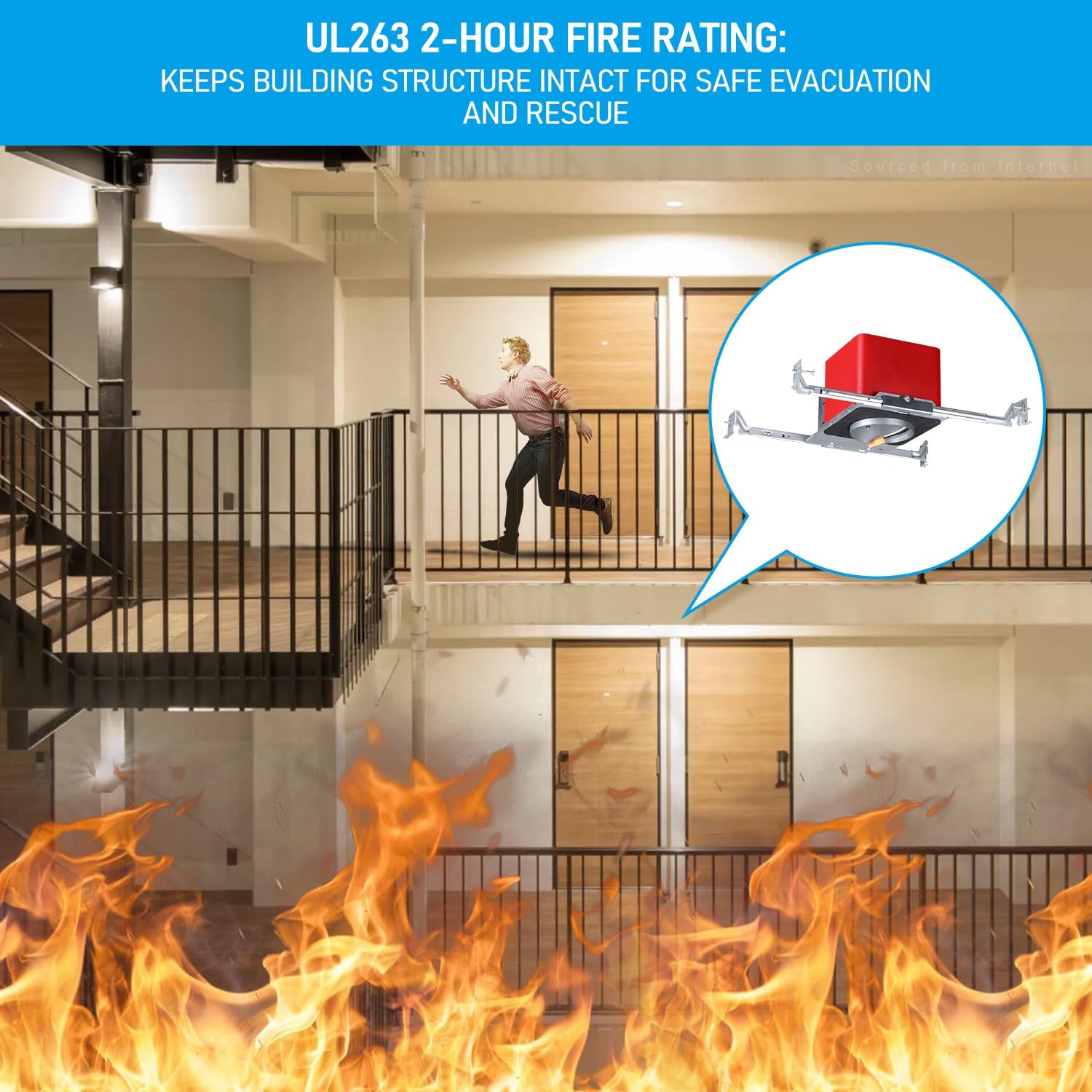 TORCHSTAR Fire Rated 4 Inch New Construction Recessed Lighting Housing, UL263 Fire Ratings Up to 2 Hours, 1850°F, IC Rated & Air Tight, TP24 Connector Recessed Can Light Housing, ETL Listed