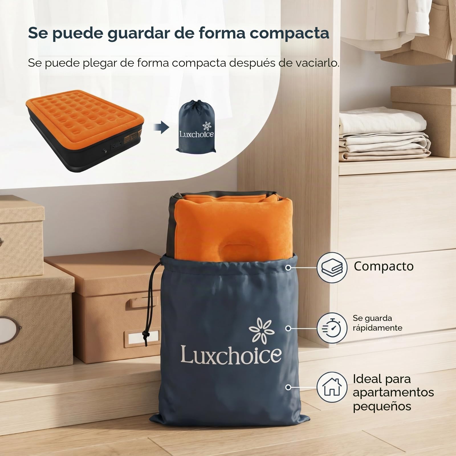 Luxchoice Cama de Aire Colchón de Aire Autoinflable con Bomba Eléctrica Cama de Invitados Premium Colchón Inflable para Camping o Uso Doméstico