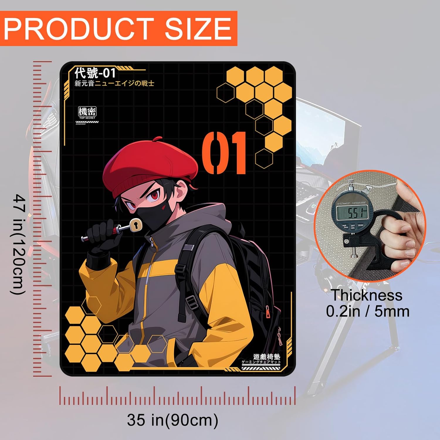 Office Chair Mat for Hardwood Floors, 35" x 47" for Hardwood and Tile Floors, Non-Slip Hard Floor Protector, Rolling Chair Mat, Computer Desk Chair mat, Home Office Carpet