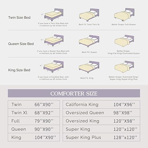 Miniatura 9 de Andency - Juego de edredón de tamaño matrimonial, 3 piezas, ligero, suave, para todas las estaciones, de microfibra, plisado, color beige (79 x 90