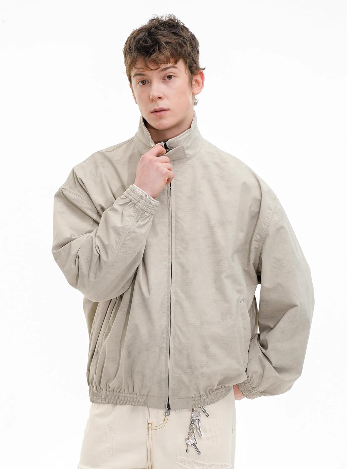 Men's Jacket, Loose Work Long-Sleeved Shirt Lapel Casual for Spring and Fall