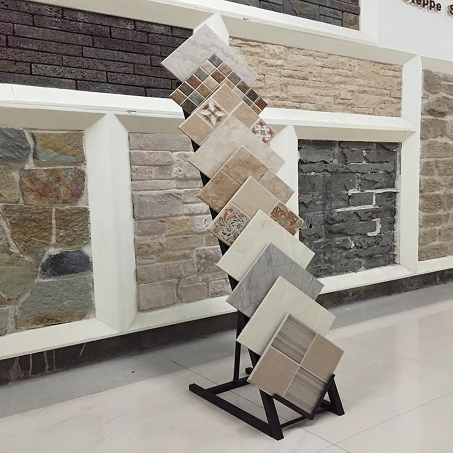 Scaffale mobile del campione della porcellana del banco di mostra delle mattonelle di ceramica per la mostra, scaffale dell'organizzatore del pavimento per i negozi, soluzione durevole della vetrina