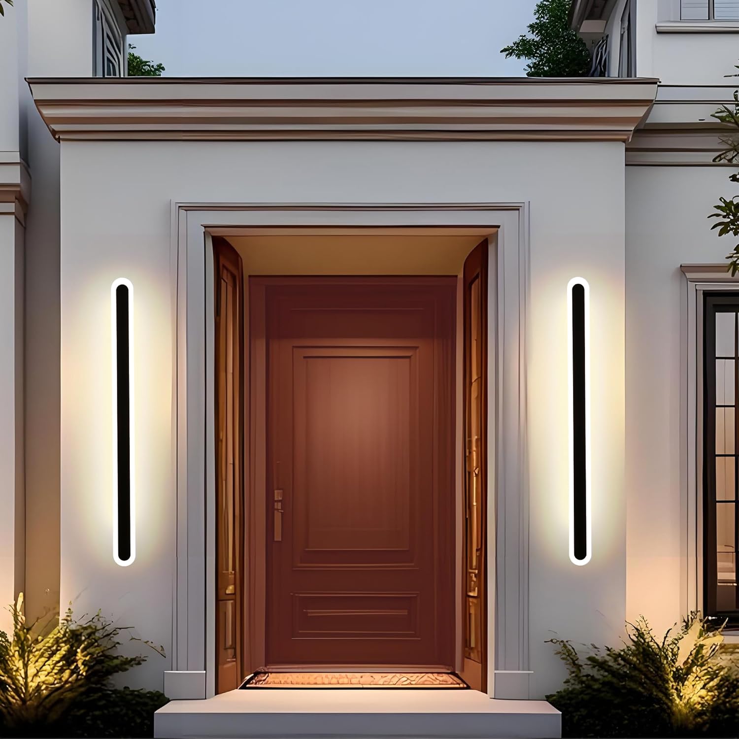 2-pack 40in long outdoor modern led wall light, 30w ip65 waterproof led wall mount lighting fixture, long outdoor wall light dimmable 3cct acrylic wall sconce cct 40in