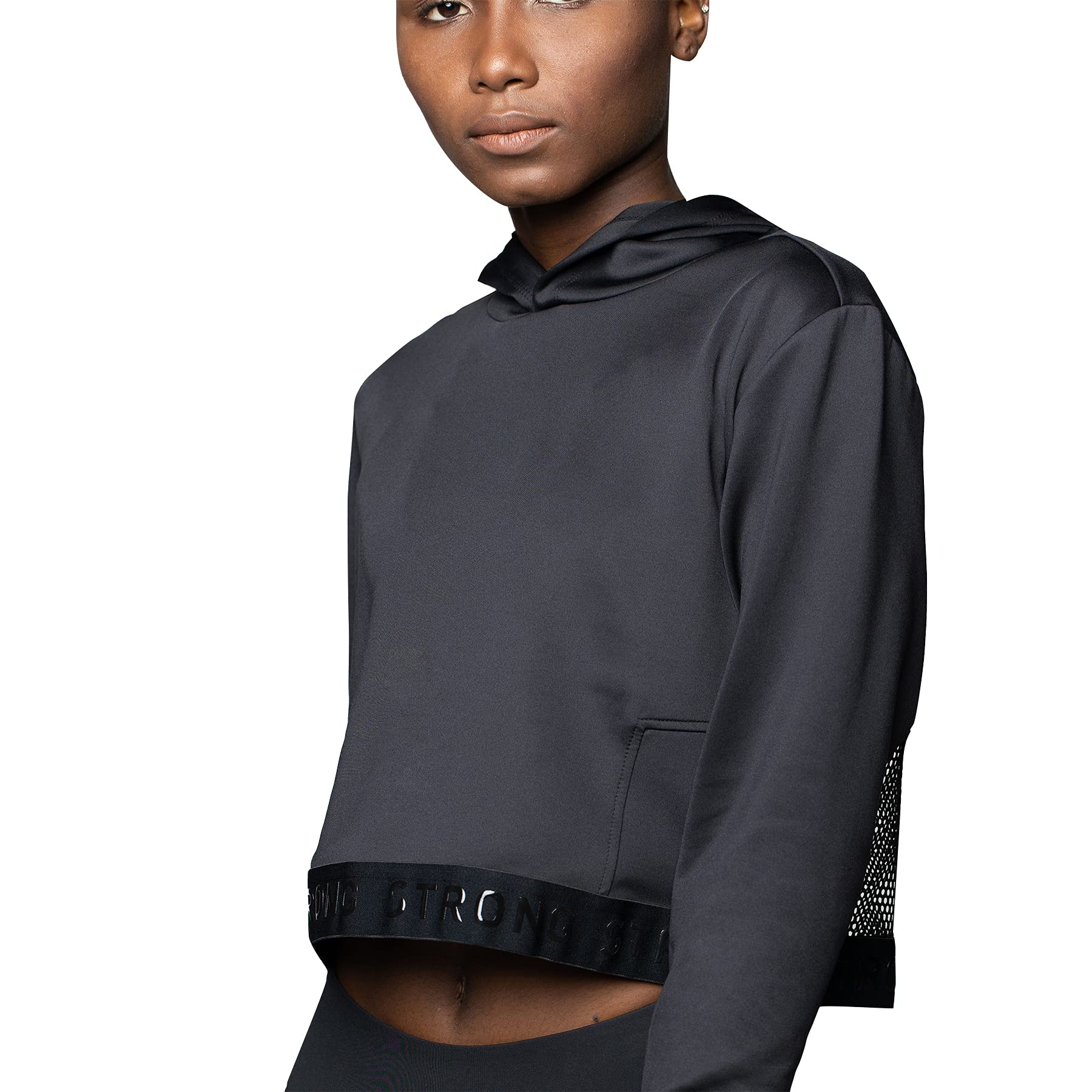 STRONG iD Sweter treningowy z kapturem dla kobiet Fitness Athletic sportowy top damski, czarny, XL