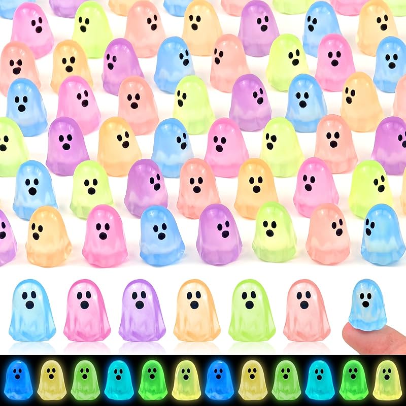 84 piezas de figuras de fantasmas de resina luminosas de Halloween en miniatura | Pequeña estatua de fantasma de plástico que brilla en la oscuridad, artesanías de Halloween, relleno de jarrón, micropaisaje, decoración de fiesta de jardín de hadas
