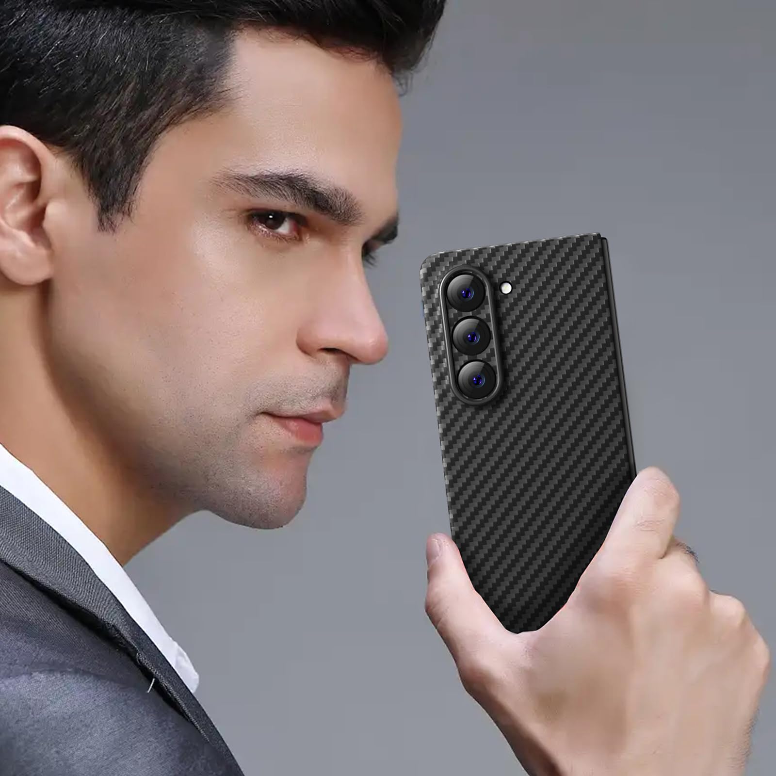 memumi Funda Aramida Carbono para Samsung Galaxy Z Fold 5 Funda 0.5 mm de Carbono Resistente y Duradero para Galaxy Z Fold5 5G Case Fibra Aramida con Protección contra Caídas de Grado Militar Negro