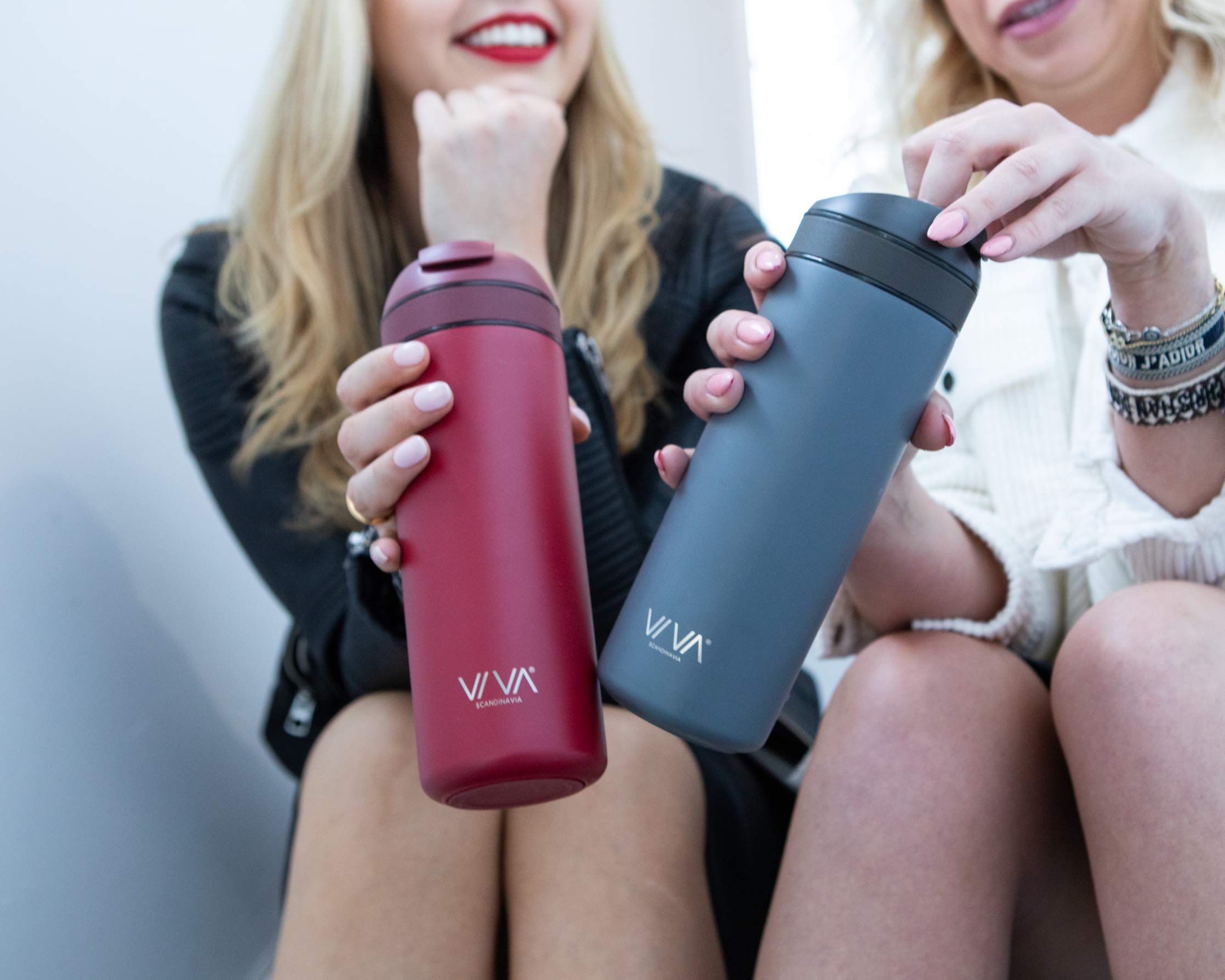 VIVA Recharge Purple Insulated Tea & Coffee Mug & Travel French Press Coffee Maker, 16 oz, Brew & Drink From the Same Mug On the Go or Camping