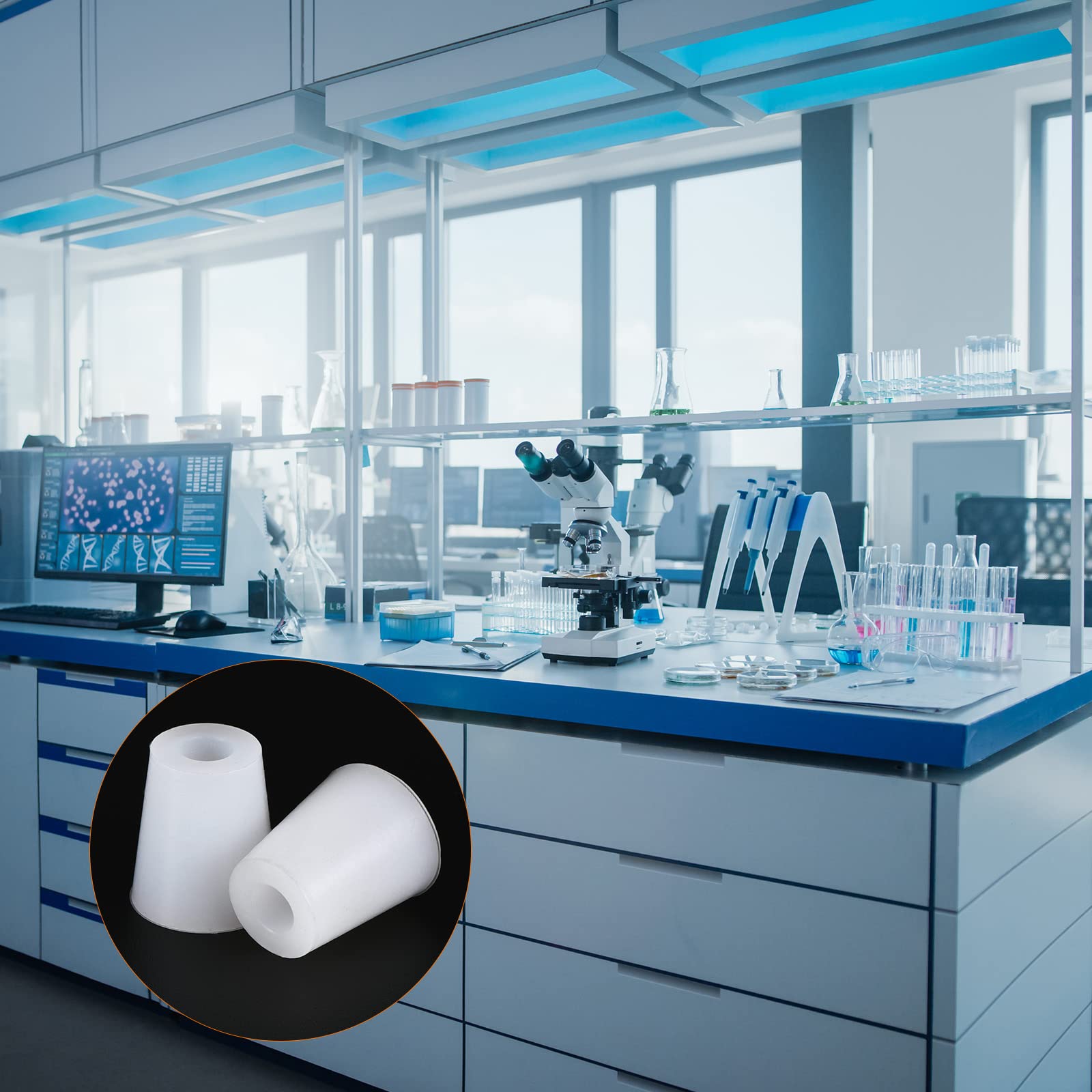 YOKIVE 2Pcs Silicone Rubber Stoppers with Hole, Tapered Plugs with High-temperature Resistance, 17mm - 23mm - Image 4