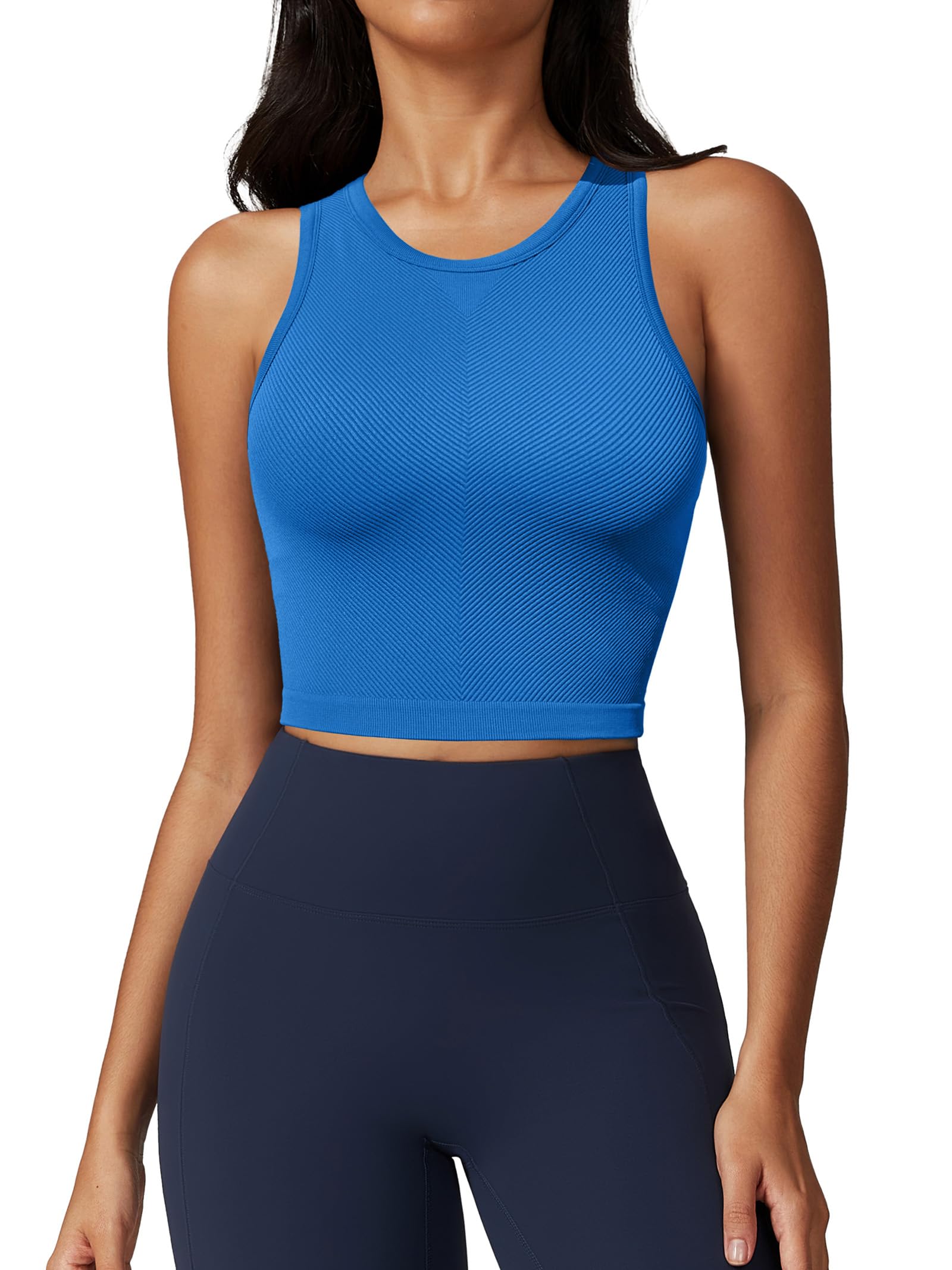 ATTRACO Ribflex Workout Tank Tops for Women Full Length Gym Athletic Top