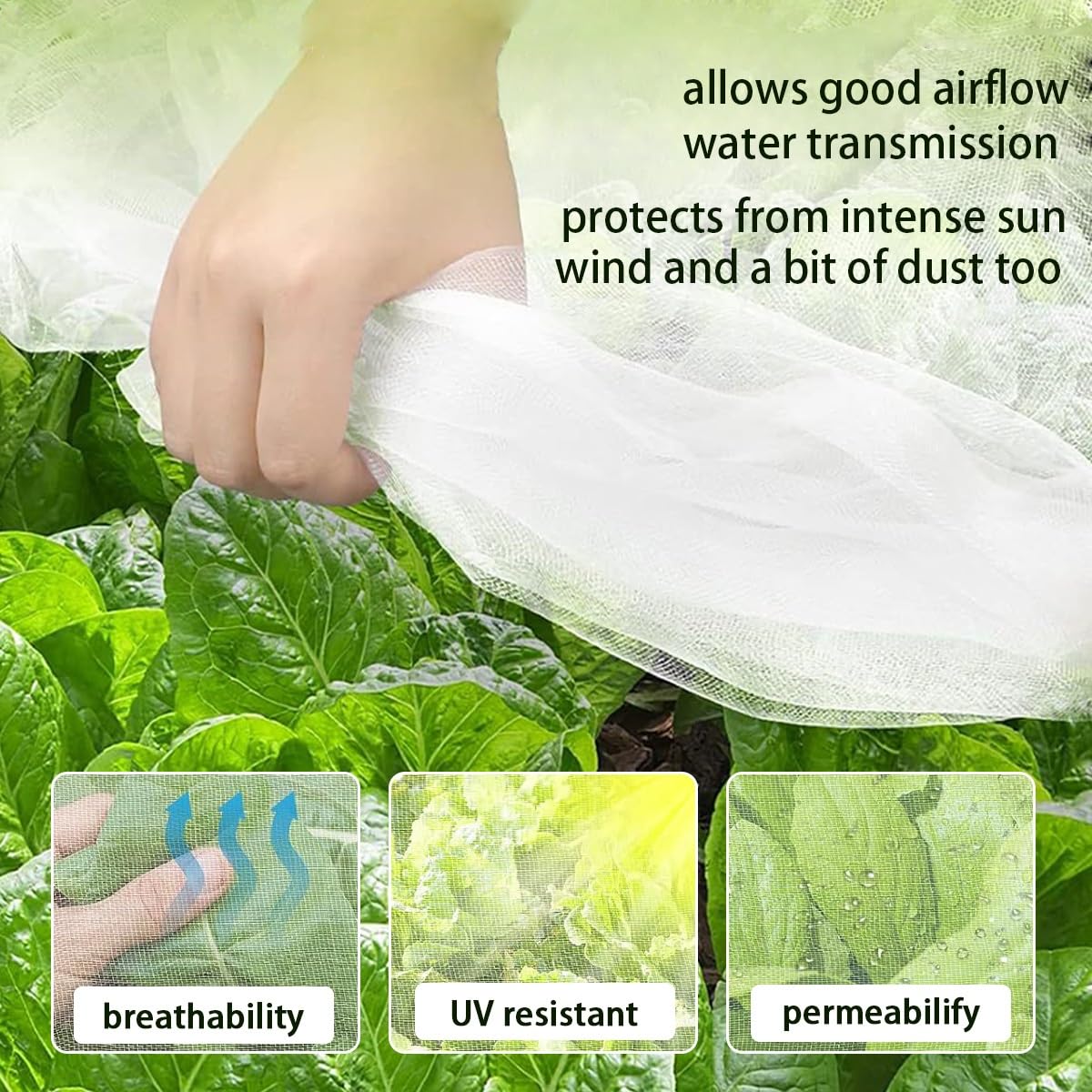 Malla Protección Plantas Jardin, Red de contra Insectos, Vegetales Huerto Malla Protectora Crecer Túnel Malla Fina para Evitar Insectos y Pájaros(0.7mm,4m x 10m)