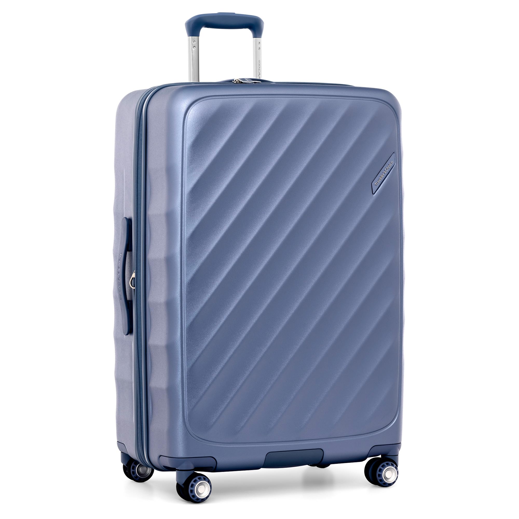 Traveler's Choice Elm Expandable Spinner Luggage Set, Matte Navy, Large Checked 29-Inch
