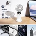 Refluxe Rechargeable Portable Handheld Fan,3000mAh Battery Operated Mini Fan,5 Speeds and LED Display,Long Lasting Desk Fan for Office,Bedroom,Outdoor Activities and Travel (White) gallery image