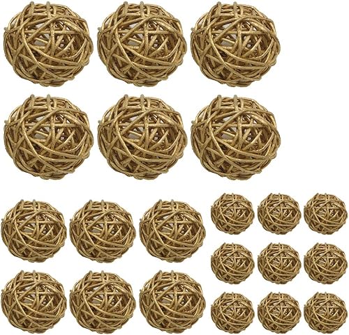 Worldoor Bolsa de bolas de ratán de mimbre, jardín, boda, fiesta, manualidades, adornos de casa, rellenos de jarrones, esferas naturales, árbol de