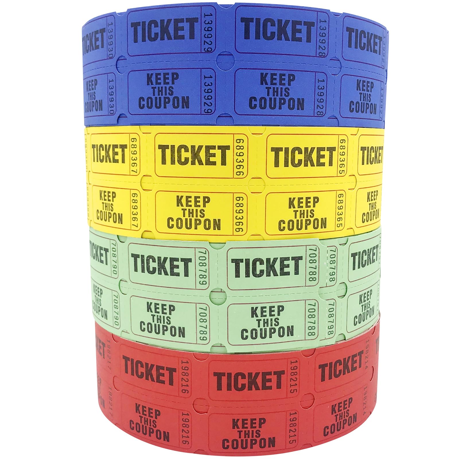Yuanhe Raffle Tickets Double Roll - 8000 Total 50/50 Raffle Tickets for Events, Entry, Class Reward, Fundraiser, Carnivals, Door Prizes, Color Red