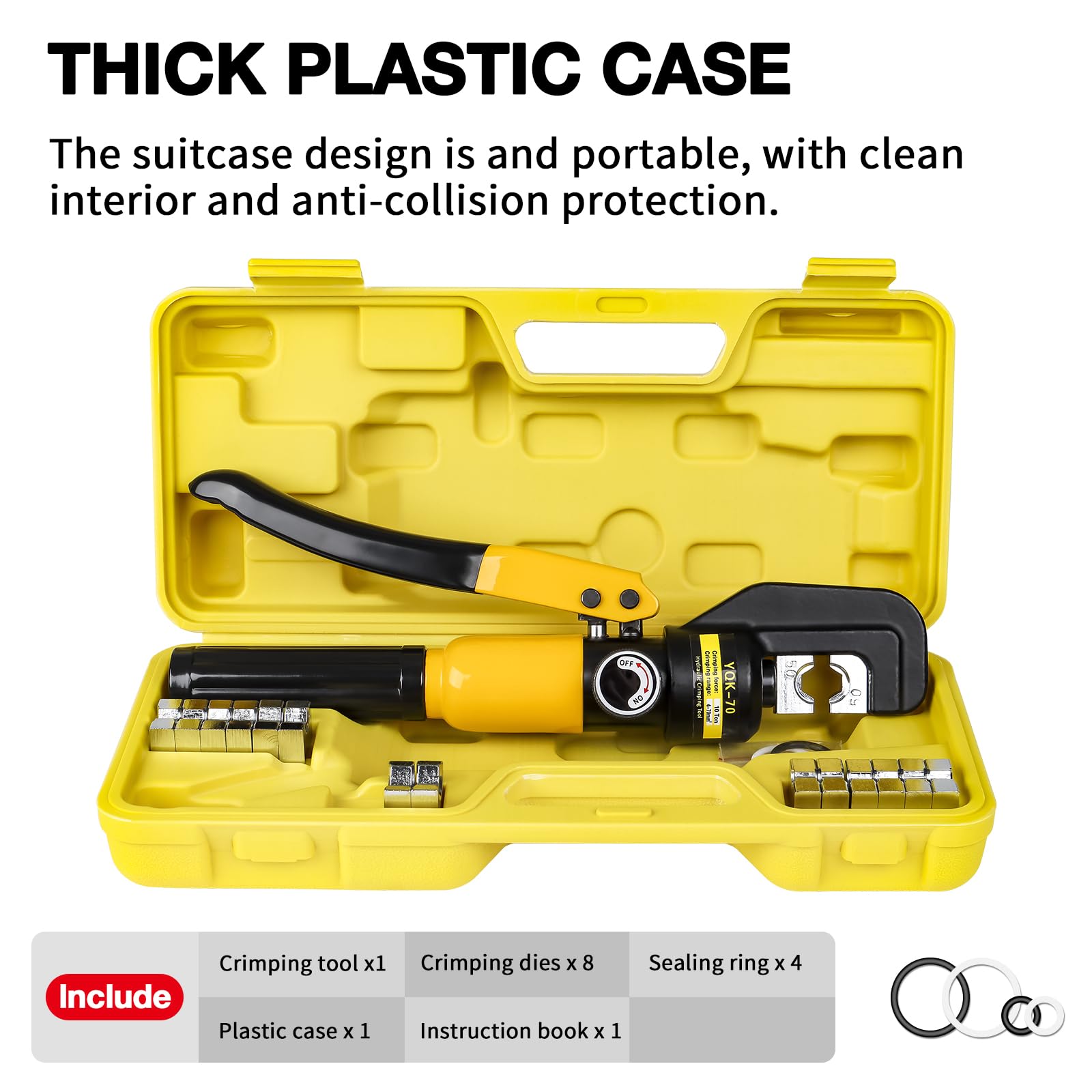 Sertisseuse hydraulique manuelle, 4-70mm² Hydraulic Crimping Tool 10T Pressure Pliers For DIY Cable Terminal Wiring, Cordless For Home
