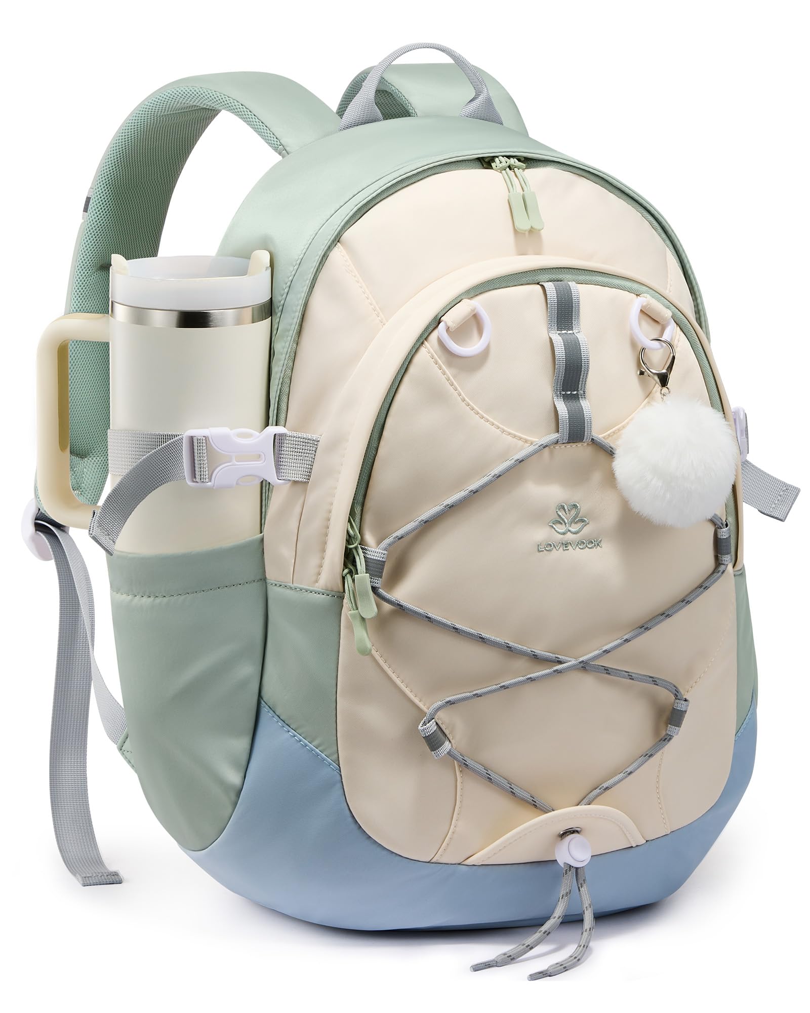 LOVEVOOK Daypack Backpack for Girls Women, Fashion Outdoor Backpack with Chest Strap, Waterproof Student Bookbag Purse, Back to School Backpacks Fits 17.3 Inch Laptop & 40oz Tumbler