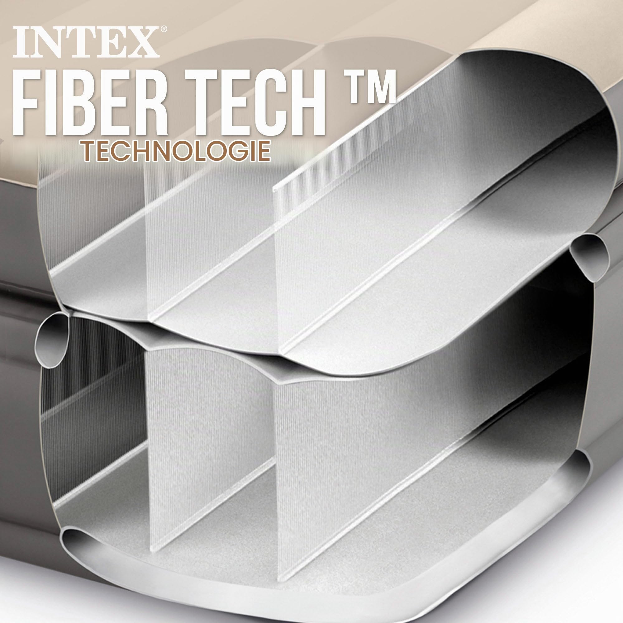 Intex - 64164NP - Lit Gonflable Prime Comfort Elevated - Électrique 2 Pers, Beige