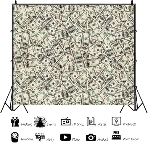 Miniatura 3 de Fondo de fotografía de billetes de dólar estadounidense dispersos de 20 x 10 pies, fondo abstracto de dinero en efectivo, finanzas, dinero, telón de
