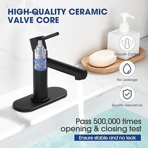 Miniatura 2 de Grifo de baño de una sola manija, grifo de lavabo de baño de acero inoxidable 304 de 1 agujero3 orificios, grifo para fregadero de baño, fregadero