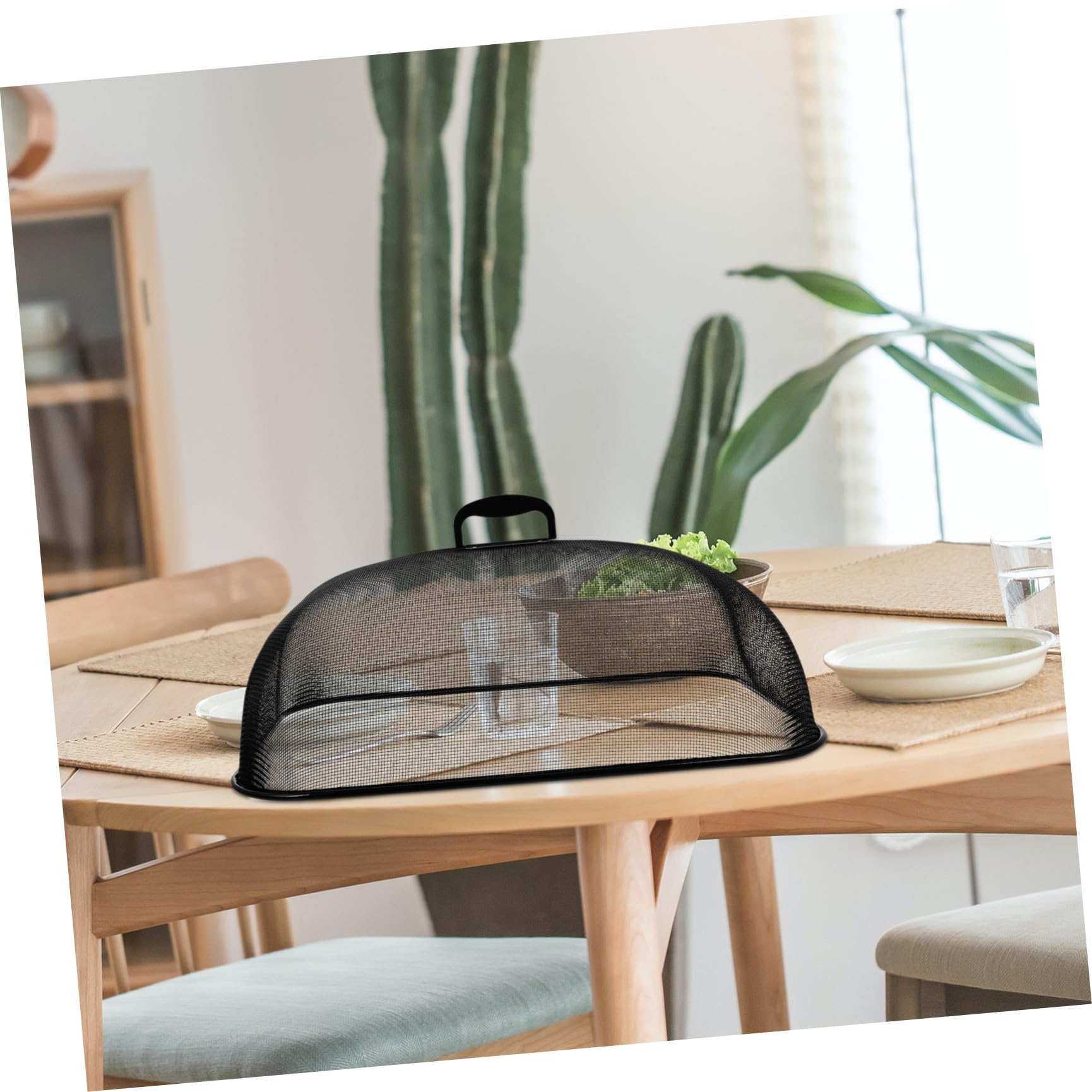 MAGICLULU Metall Speisehaube Rechteckig aus Eisen mit Netzschutz Schwarz