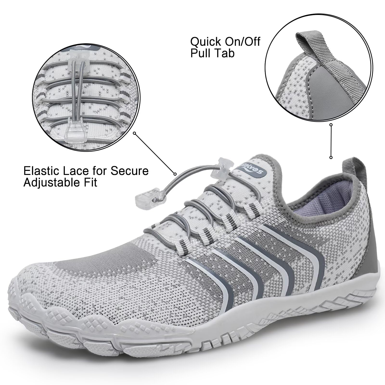 WateLves Barefoot Water Shoes for Women Men Quick Dry Aqua Swim Shoes for Outdoor Fishing Beach Pool Boat Surfing Walking (White,38)