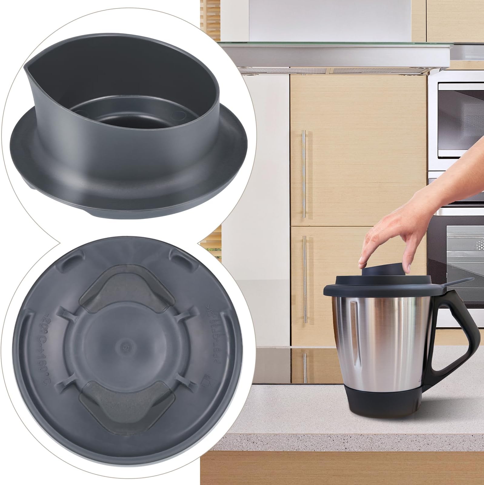 Measuring Cup for Thermomix TM6 TM5, Food Grade Blender Cooking Measuring Cup with Scale Compatible with TM6/TM5 Thermomix Replacement Accessories, Detachable Heat Resistant Cold Resistant