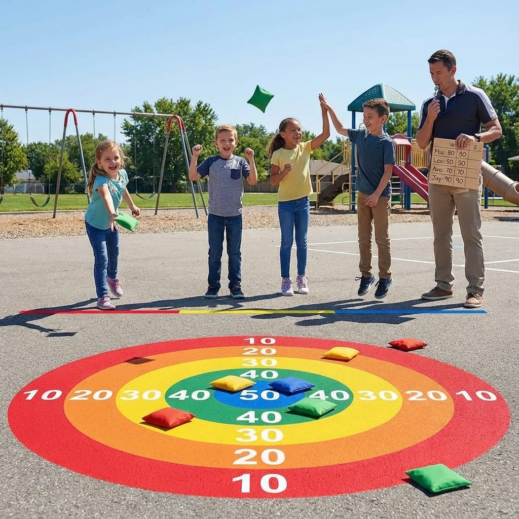 Sandbag Toss Set, Piece Standard Beanbag Set for Tossing Official Professional-Size and Weight Sandbags, Two-Tone All-Weather Sandbag Beanbag Set with Rainproof Carry Bag