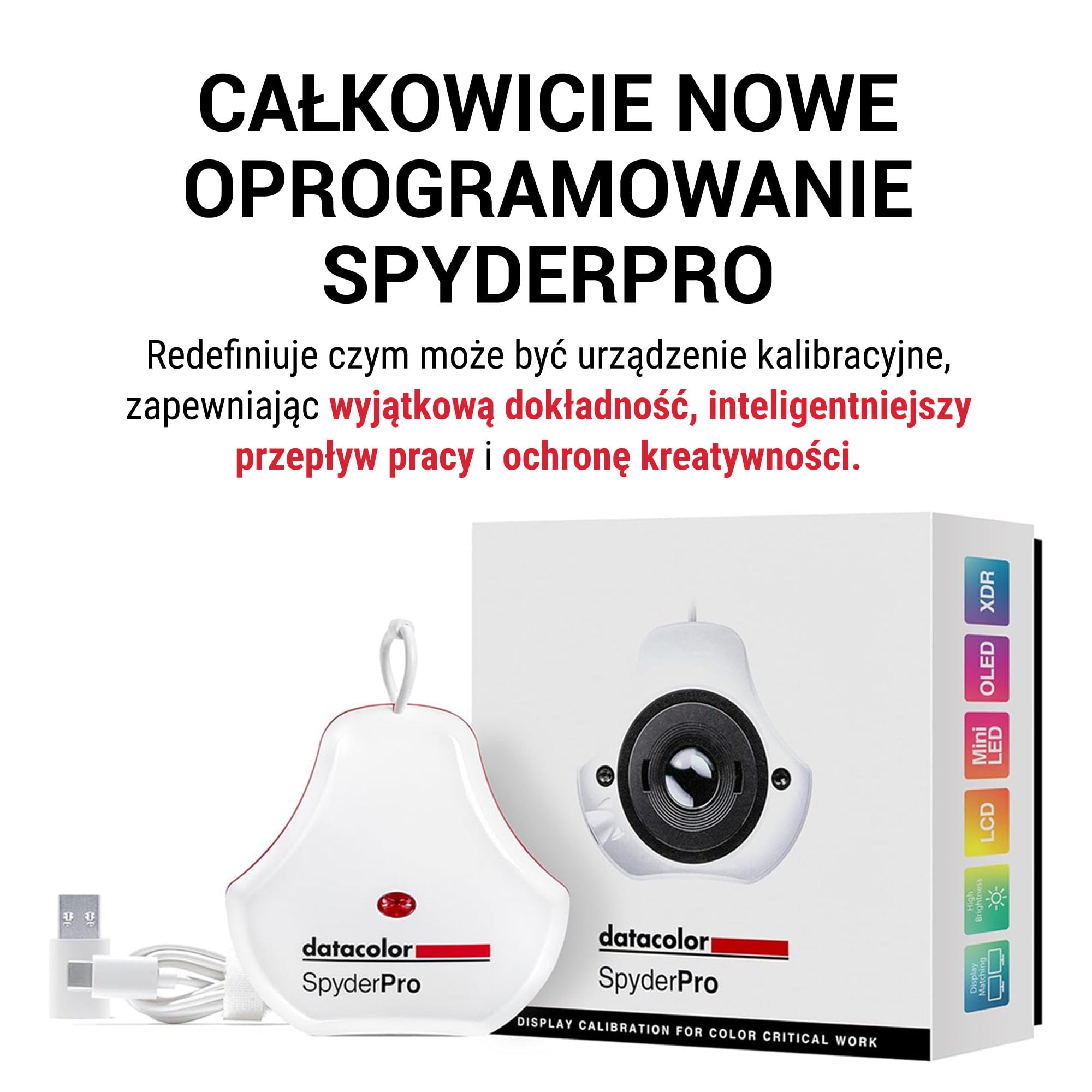 Datacolor SpyderPro – Kalibracja monitora do 12 000 nitów, obsługa 3D LUT, Device Preview Plus, Content Credentials (C2PA) oraz integracja z miernikiem światła