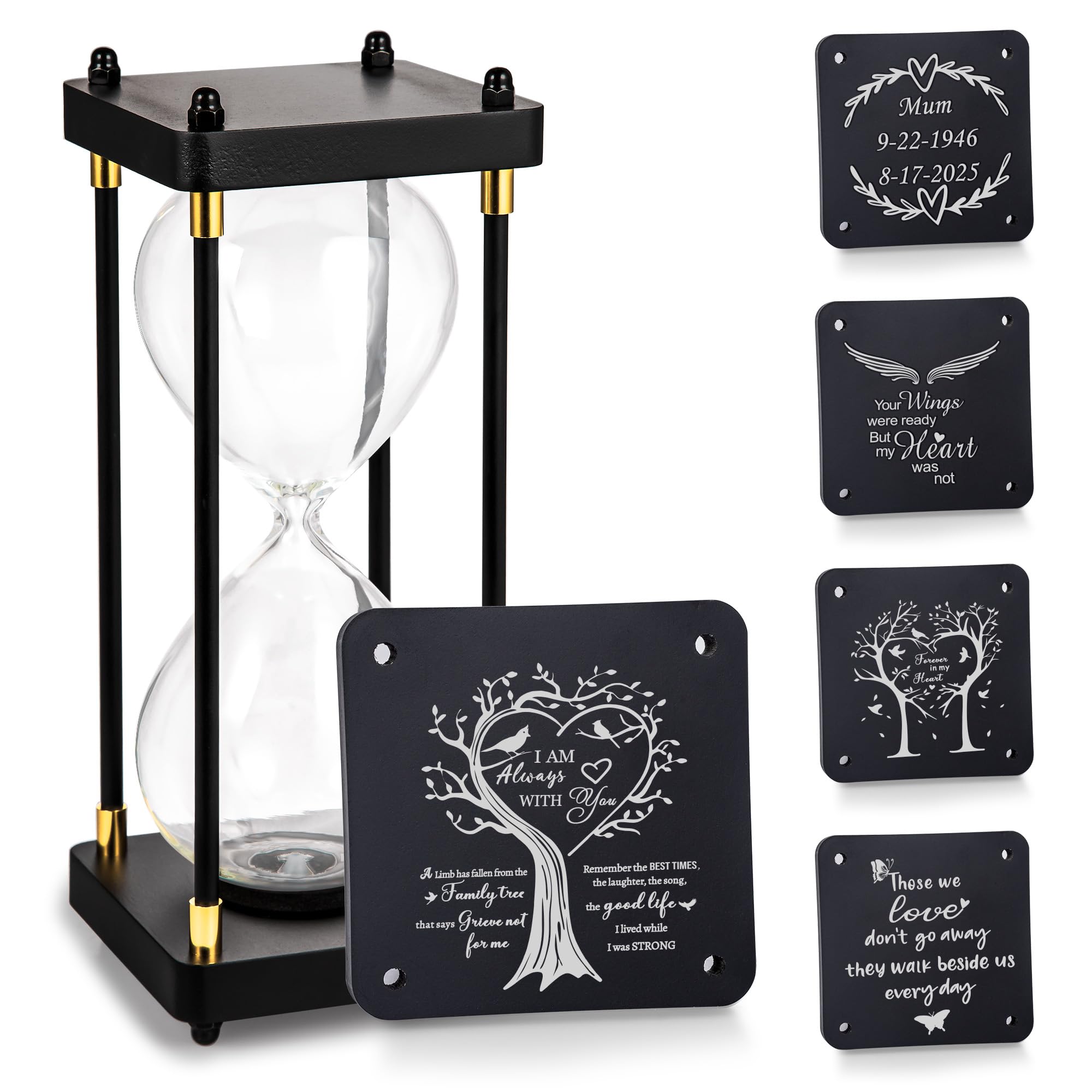 Gredstar Large Hourglass Urn for Ashes, Fillable Wooden Sandglass, Vintage Memorial Keepsake for Human or Pet Cremation Remains (Personalised Hourglass)