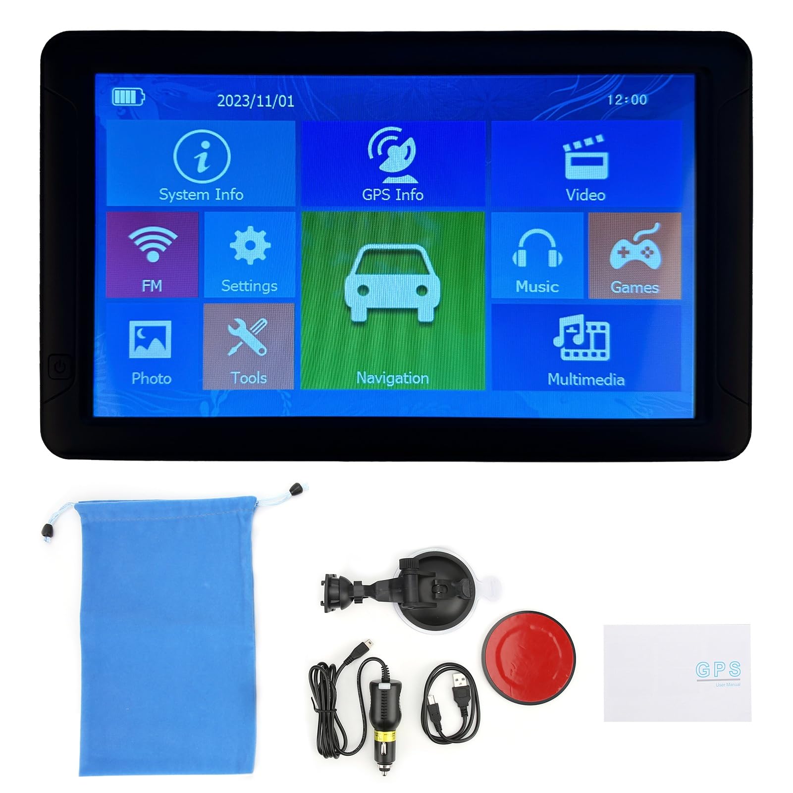 Navegación GPS para automóvil de 9 Pulgadas Pantalla táctil de orientación por Voz de Puntos de interés Grandes 800 × 480 Portátil para Conductores de Camiones Navegador GPS