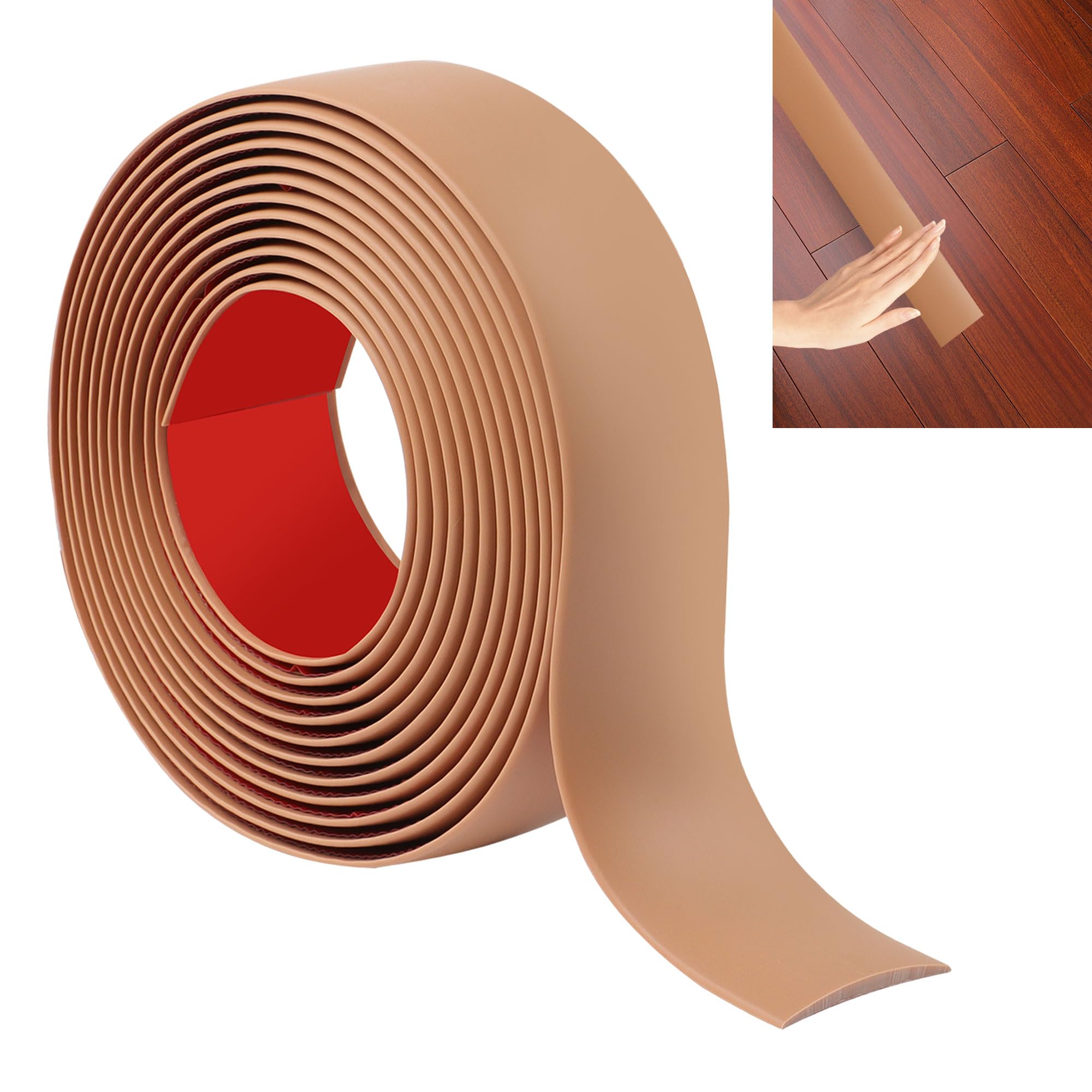 Junart Brown 400Cm×4Cm Laminate Flooring Threshold Transition Strip, Self Adhesive Vinyl Floor Strip, Tiles Or Carpet Edge Transition Trim(Brown)