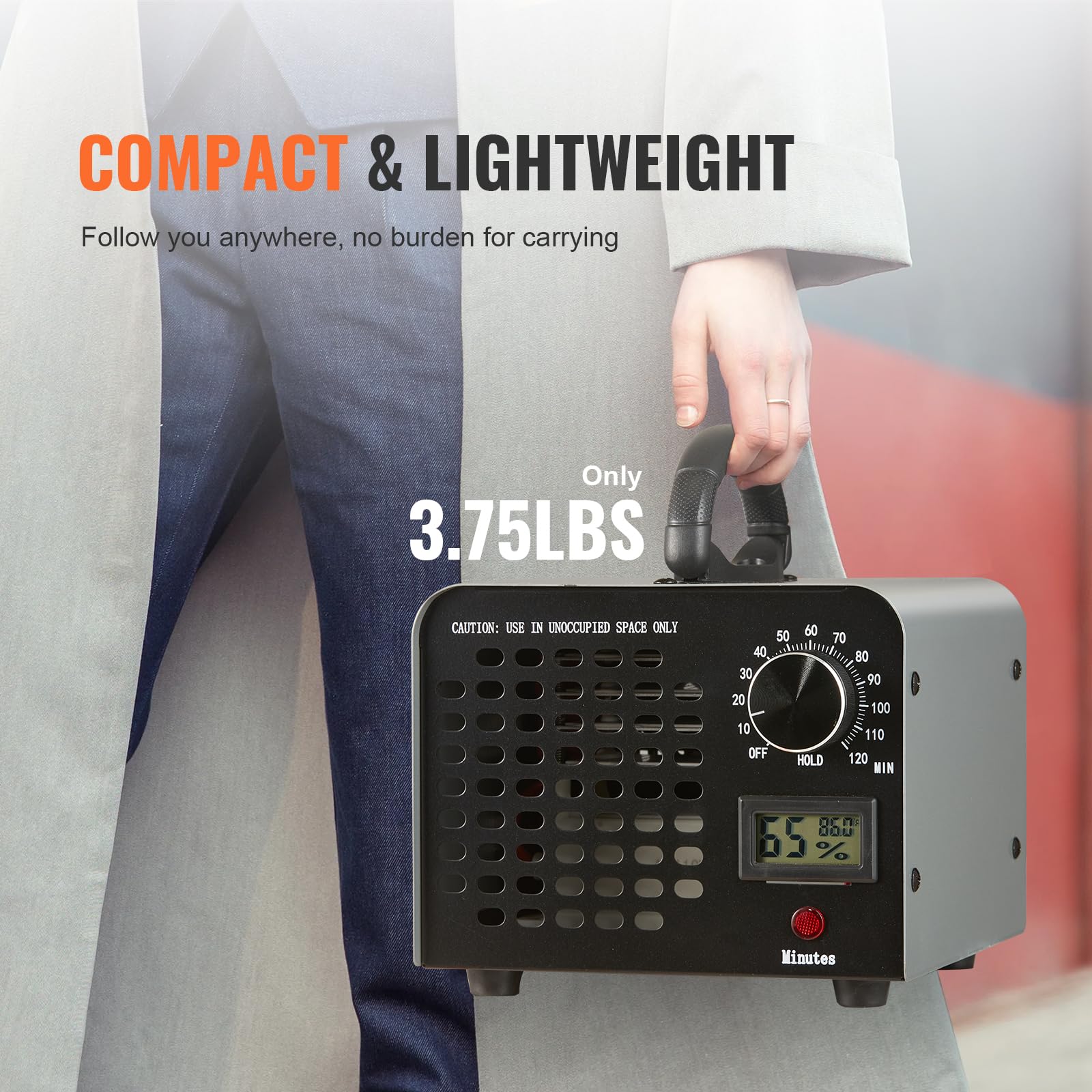 VEVOR Generatore di Ozono Purificatore d'Aria 36000 mg/h per Sanificare Aria Commerciale Industriale 115W Grande Capacità 0-120 Min. Timer Regolabile, Uso Commerciale