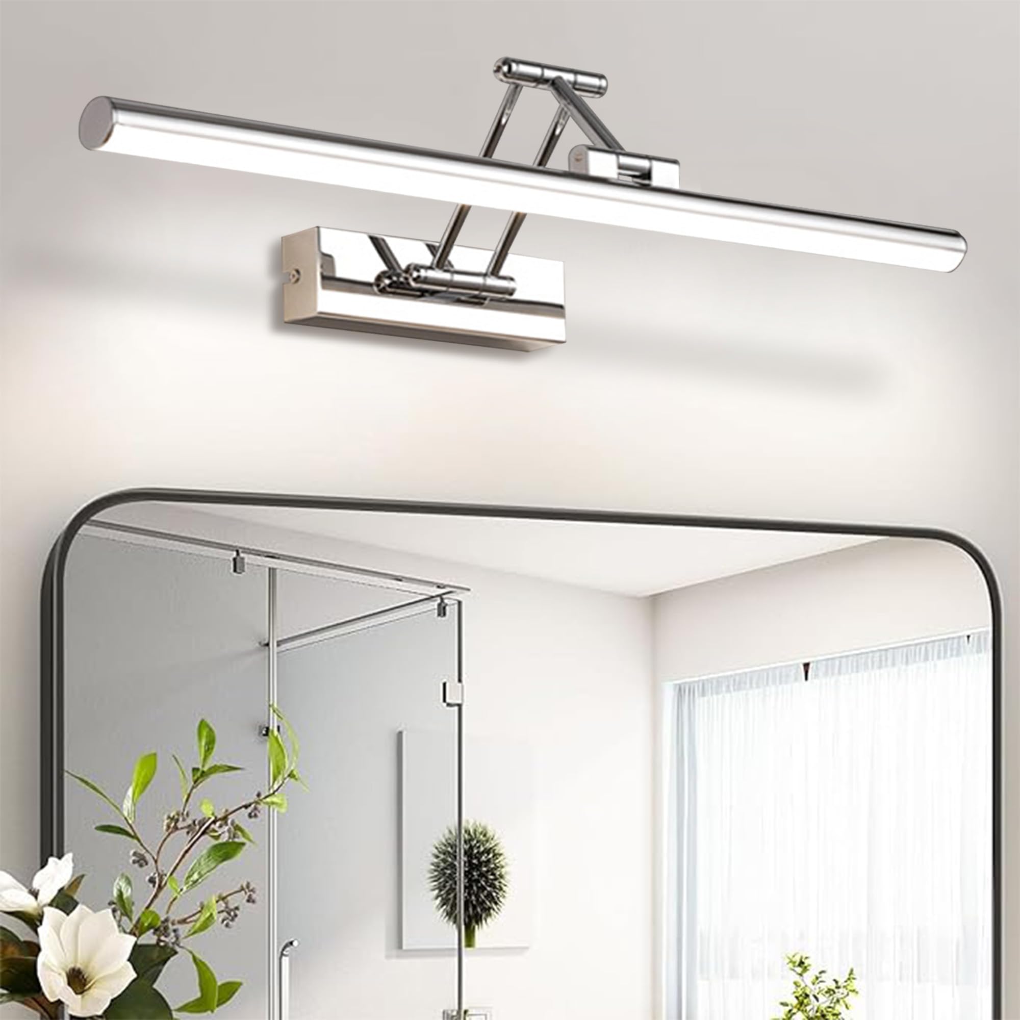 LED Specchio Lampada 10W 720 Lumen Bagno Specchio Bianco Neutro 4000K Bagno Lampada IP44 Impermeabile No Flicker 230V (Cromo, 60CM)