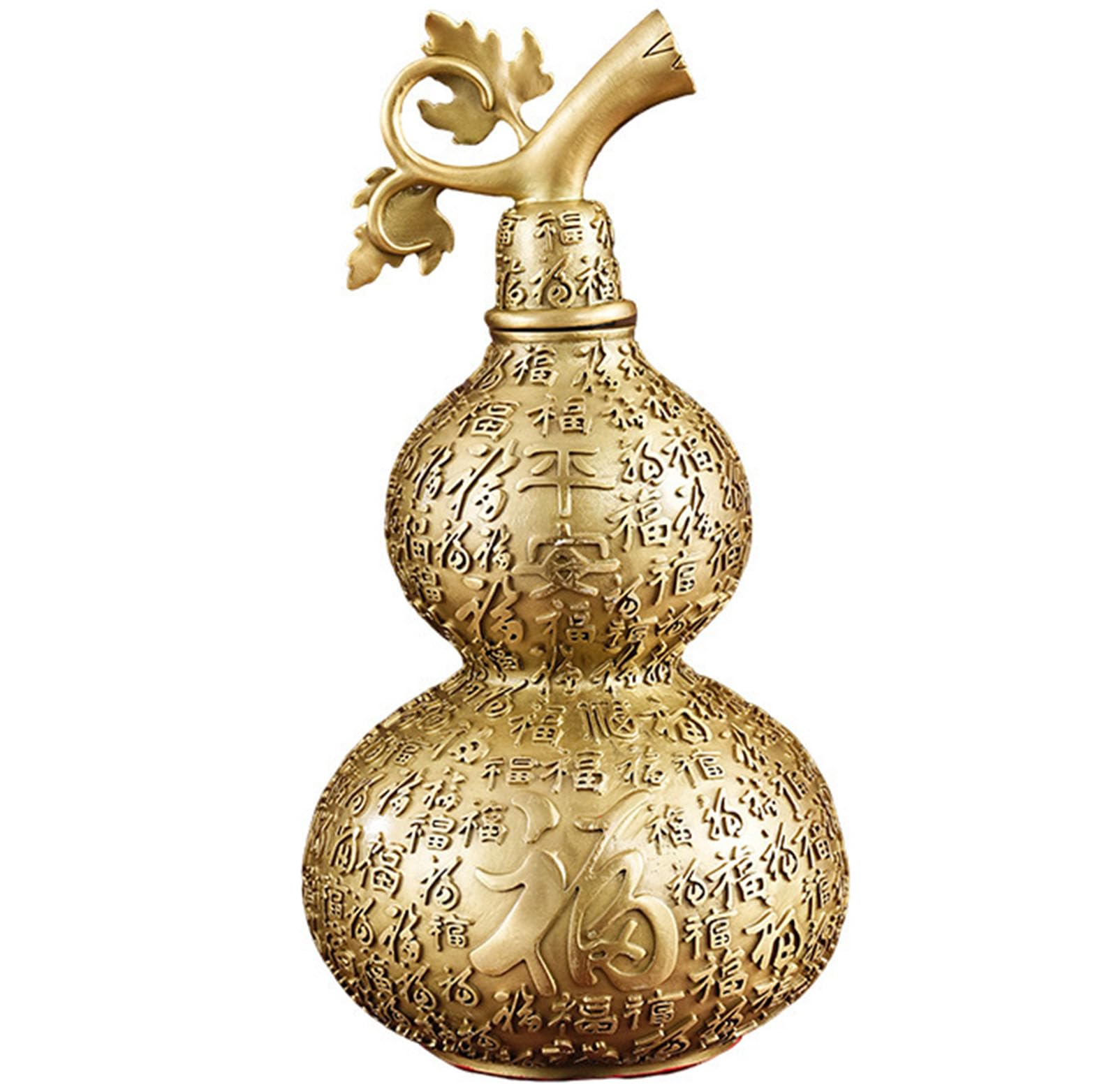 Golden Feng Shui Gourd Statue, Taoist Wu Lou Deities Calabash Figurine