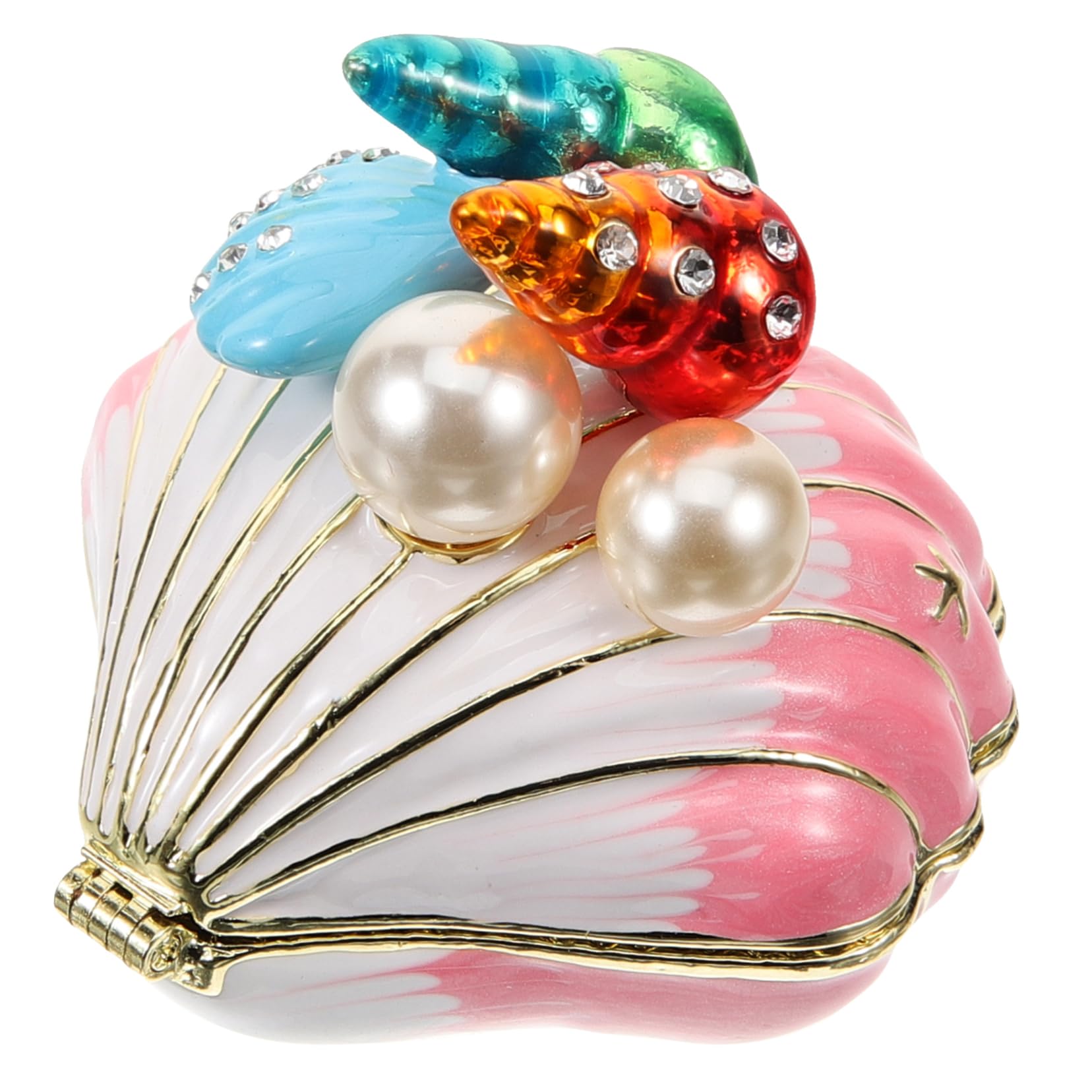 Ciieeo Boîte à Bijoux de Coquillage Coffret de Rangement en Alliage Métal