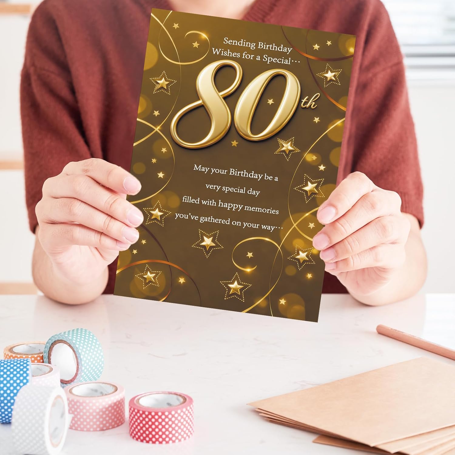 OJsensai Happy 80th Birthday Card & Gifts for Men Women, 80 Year Old Birthday Decorations - Image 5