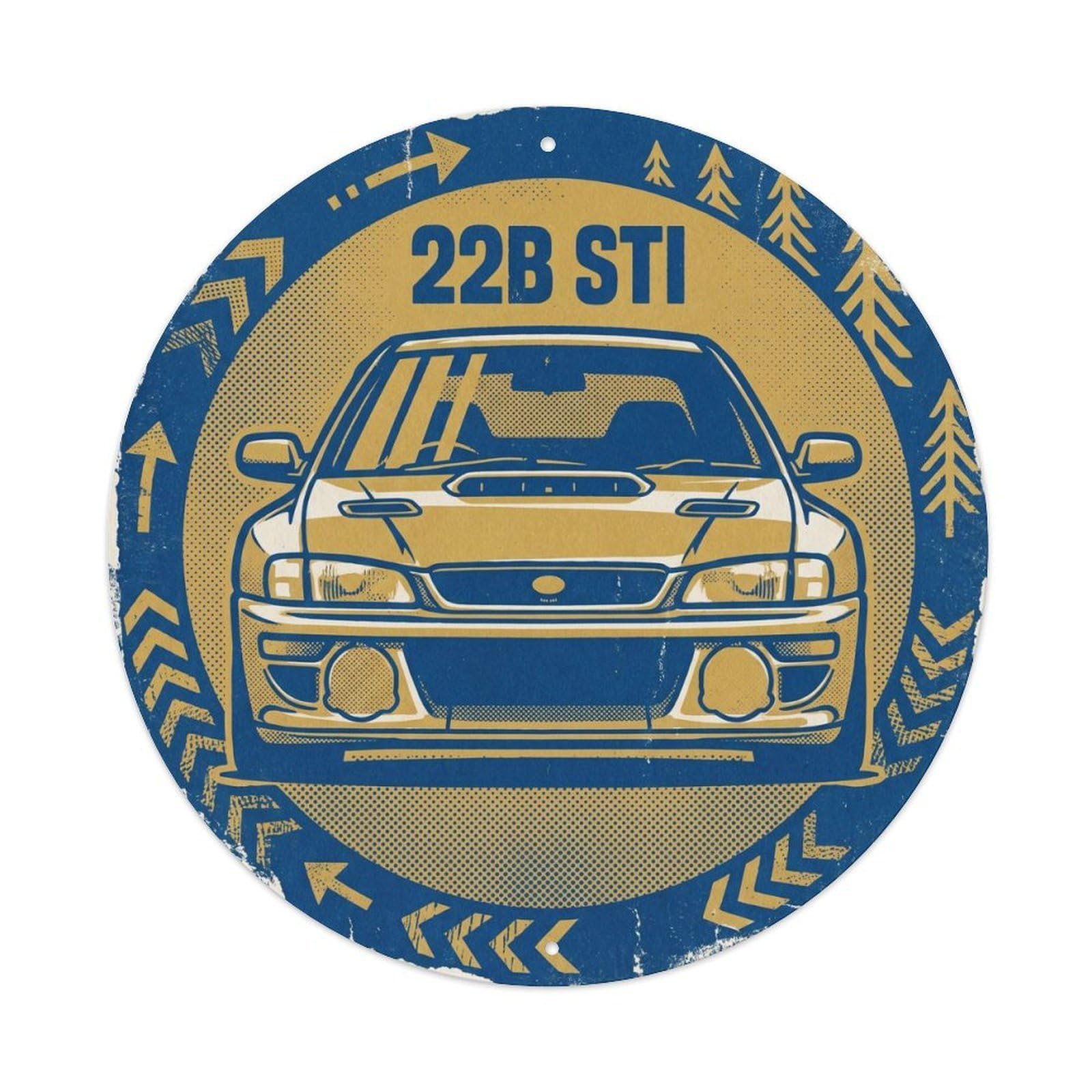 Impreza 22B STI JDM Rally Racing AWD Motorsport Heritage Metal Tin Sign Plaque Wall Decor for Cafe, Man Cave, Club Bar, Office, Home Garden Round Metal Poster 8x8Inch