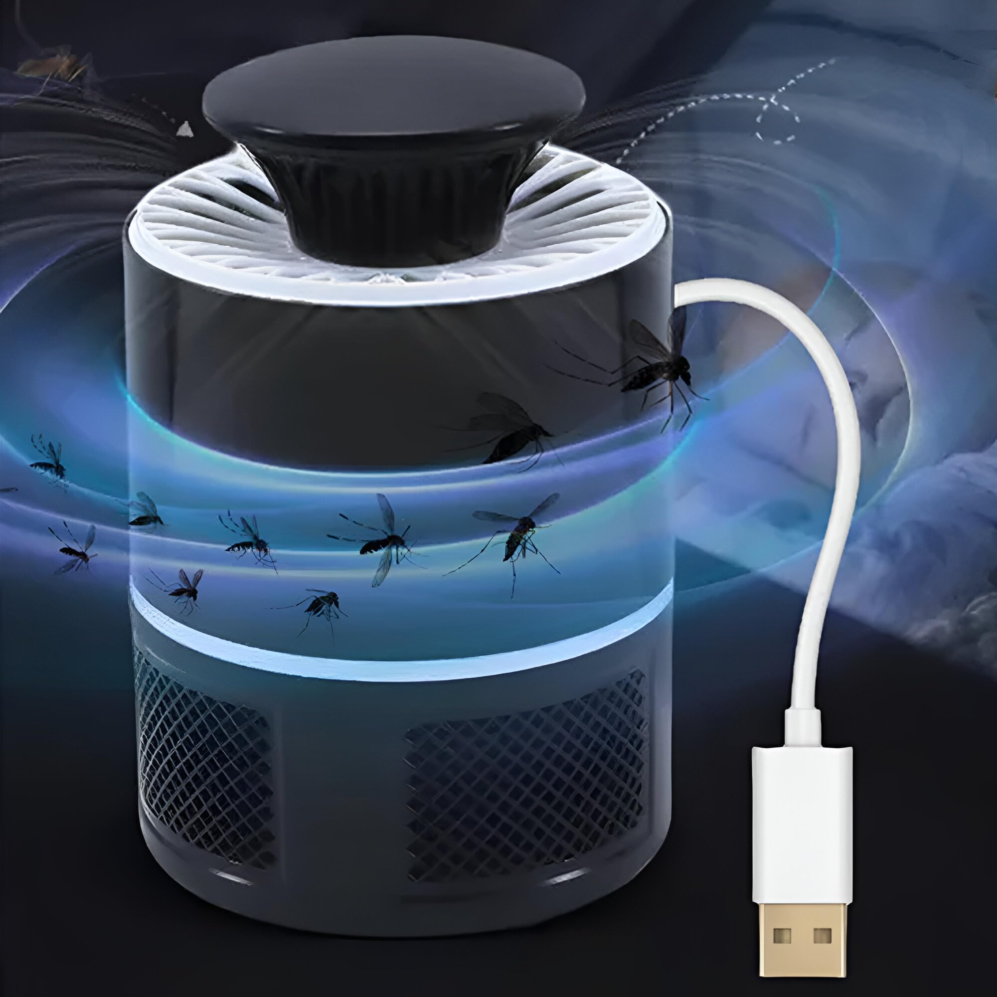 Cicha lampa przeciw komarom UV ssąca USB elektryczna pułapka na komary z pojemnikiem zapobiegającym ucieczce