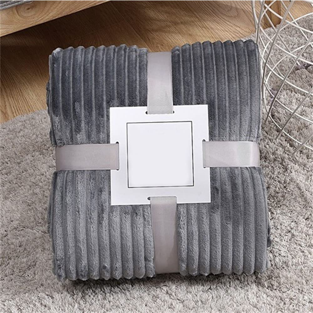 Enen Light Grey Ribbed Cord Faux Throw Blanket Fur Coral Fleece Sofa Bed Throwover Soft Touch Blanket Stripe Flannel Blanket For Sofa Bed Office Use (180X200cm,)